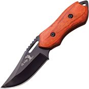 Elk Ridge 562WD Guthook Fixed Black Finish Finish Blade Knife with Brown Pakkawood Handle