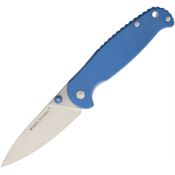 Real Steel 7612 H6 Elegance Linerlock Folding Pocket Satin Finish Blade Knife with Blue G-10 Handle