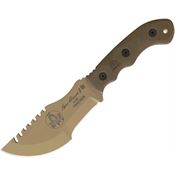 TOPS TBT02TAN Tom Tracker Coyote Tan Finish Sawback Fixed Blade Knife with Micarta Tan Handle