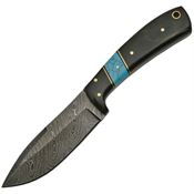 Damascus 1147 Turquoise Horn SkinnerStandard Edge Damascus Skinner Blade & Turquoise Handles