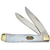 Frost SW108SMOP Steel Warrior Trapper Folding Pocket Knife with Mother Of Pearl Handle