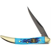 Frost SW109TCBL Steel Warrior Toothpick Folding Knife with Blue Bone Handle