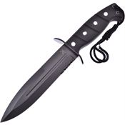 Frost TX1456BLK Fixed Stainless Black Finish Blade Knife with Rubber Black Handle