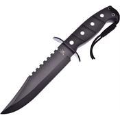 Frost TX1458BLK Fixed Sawback Blade Knife with Rubber Black Handle