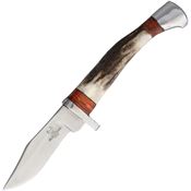 Frost WT1003 Fixed Stainless Satin Finish Blade Knife with Deer Stag Bone and Pakkawood Handles