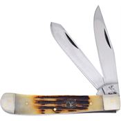 Frost WT312RMS Whitetail Trapper Folding Pocket Knife with Rocky Mountain Stag Bone Handle