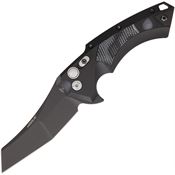 Hogue 34569 X5 Button Lock Wharncliffe Knife with Black Aluminum Handle