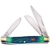 Hen & Rooster 273GPB Stockman Folding Pocket Knife with Green Pick Bone Handle