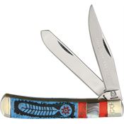 Rough Rider 1525 Dreamcatcher Trapper Folding Pocket Knife with Abalone Handle