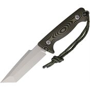 Treeman Combat 023 19 Delta Mag Silver Cerakote Finish Tanto Fixed Blade Knife with Black and Green Handles