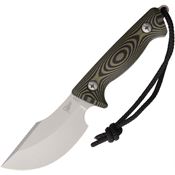 Treeman Combat 033 Path Finder Mag Silver Cerakote Finish Fixed Blade Knife with Green and Black Handles