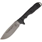 TOPS TIH02 Idaho Hunter Snake Black River Wash Finish Fixed Blade Knife with Black Linen Micarta Handles