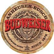 Tin Signs 2165 11 3/4 Inch Inch Rich vibrant Diameter Budweiser Barrel End