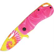 Rough Rider 1555 Tie Dyed Folder Folding Pocket Knife with Pink Smooth Polypropylene Handle