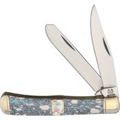 Rough Rider 1531 Crackle Stone Series Trapper Folding Pocket Knife with Crackle Stone Handle