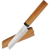 Kanetsune 076 ST-100 Kama-gata Fruit Knife with Wild Cherry Wooden Handle