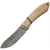 Damascus 1073BO Damascus Skinner Fixed Damascus Steel Skinner Blade Knife with Natural Smooth Bone Handle