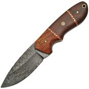 Damascus 1142 Hunter Micarta Rosewood Fixed Blade Knife