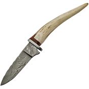 Damascus 1145 Spike Fixed Damascus Steel Drop Point Blade Knife with Stag Bone Handle