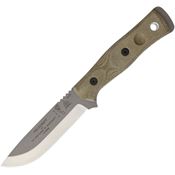 TOPS BROS154GCM Fieldcraft B.O.B Hunter Fixed Blade Knife with Green Canvas Micarta Handles