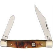 Rough Rider 1596 Stockman Folding Pocket Knife with Brown Ram's Horn Handle