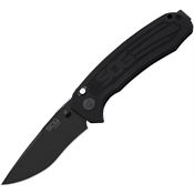 SOG BA1001BX Banner Button Lock USA Folding Pocket Knife with Black Anodized Aluminum Handle