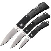Imperial Schrade COM6CP Lockback Folding Pocket Satin Finish Stainless Blade Knife with Black Textured Plastic Handle - 3 Piece Combo
