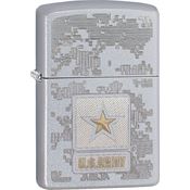 Zippo 11974 US Army Map Satin Chrome Windproff Lighter
