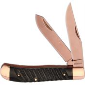 Rough Rider 1700 Copper Ridge Trapper Folding Pocket Knife with Sculpted Buffalo Horn Handle