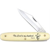 Frost NB12 Psalm 23 Novelty Knife Folding Pocket Knife with Yellow Synthetic Handle