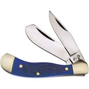 Frost 14972BLSB Baby Saddlehorn Folding Pocket Knife with Blue Smooth Bone Handle