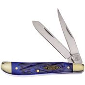 Frost CR265BLJB Crowing Rooster Trapper Folding Pocket Knife with Blue Jigged Bone Handle