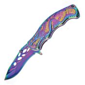 Frost FC11 Spectrum Assisted Opening Drop Point Linerlock Folding Pocket Knife with Dragon Artwork Handle