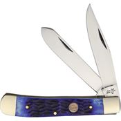 Frost 14312BLPB Big Game Trapper Folding Pocket Knife with Blue Pick Bone Handle