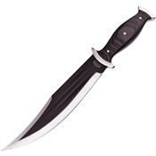Frost FC300BPW Fixed Stainless Clip Point Blade Knife with Black Pakkawood Handle