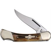 German Bull 110 Lockback Folding Pocket Stainless Clip Point Knife with Brown Jigged Bone Handle