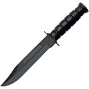Fox 69118 Military Explorer Fixed Black Finish Carbon Steel Clip Point Blade Knife with Black Grooved ABS Handle