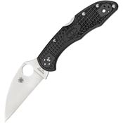 Spyderco 11FPWCBK Delica Plain Wharncliffe Blade Knife with Black Bi-Directional Texture FRN Handle