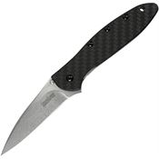 Kershaw 1660CF Leek Carbon Fiber Serrated Blade Assisted Opening Lockback Folding Pocket Knife