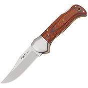 Fox 576PW Lockback Folding Pocket Satin Finish Clip Point Blade Knife with Brown Pakkawood Handle