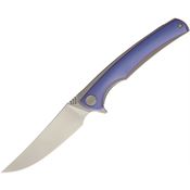 WE 704B Clip Point Folding Pocket Knife with Blue Satin Handle