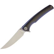 WE 704CFB Clip Point Blade Folding Pocket Knife with Blue Titanium Carbon Fiber Handle