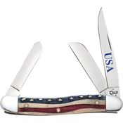 Case 64136 Embellished Folding Pocket Knife with Patriotic Natural Smooth Bone Handle