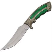 China Made 211396GN Silver & Green Fancy Bowie Fixed Blade Knife