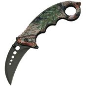 China Made 300409 Folder Karambit Clip Folding Pocket Knife with Camo Textured Nylon Handle