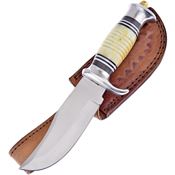 Frost BKH220 Black Hills Skinner Knife with White Grooved Bone Handle