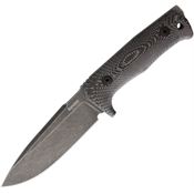 Lion Steel TT5BMI T5 Fixed Drop Point Black Stonewash Finish Blade Knife with Black Canvas Micarta Handle