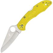 Spyderco 88PYL2 Salt 2 Lockback Folding Pocket Satin Finish Blade Knife with Yellow Textured FRN Handle