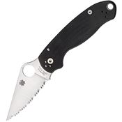 Spyderco 223GS Para 3 Satin Finish Blade Lockback Folding Pocket Knife with Black G10 Handle