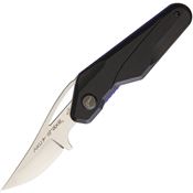 Aku Strike 00011 Zion Clip Point Blade Linerlock Folding Pocket Knife with Black G-10 and Blue Teflon Liners Handle